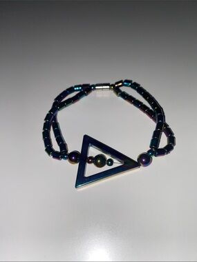 Iridescent Triangle Beaded Bracelet - Hologram Unicorn Boho Y2K Style